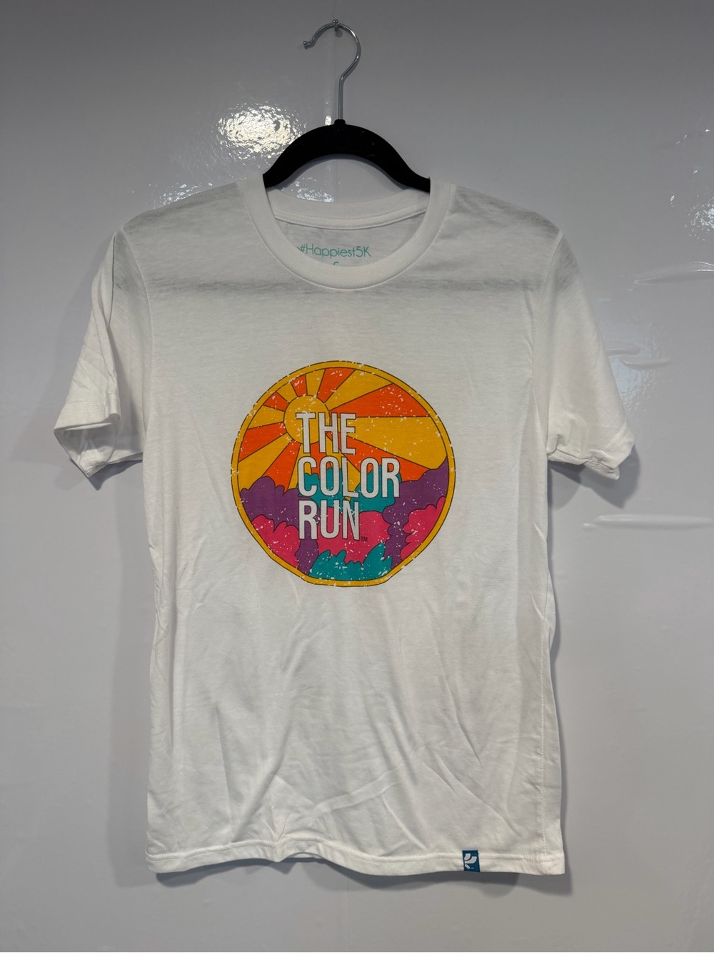 The Color Run White Graphic Tee with Rainbow Logo